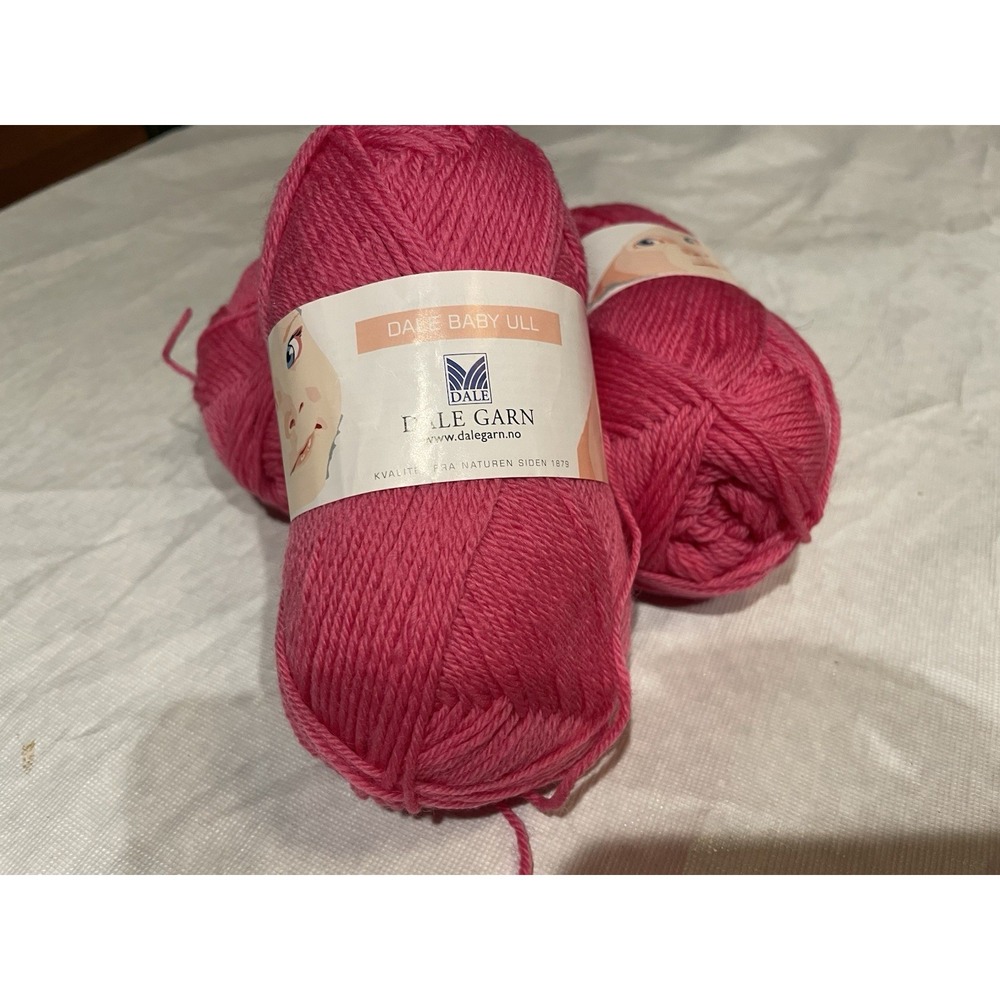 Bundle 3 Dale Baby Ull Merino Yarn Pink Lot Norway Wool Soft Knitting Skeins